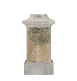 Pedestal De Piedra Caliza Siglo XIX Con Centro Cúbico