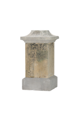 Maison Leon Van den Bogaert French Stone Pedestal with Cubic Center-piece and Octagonal Top Plate – Timeless Sculptural Display Plinth