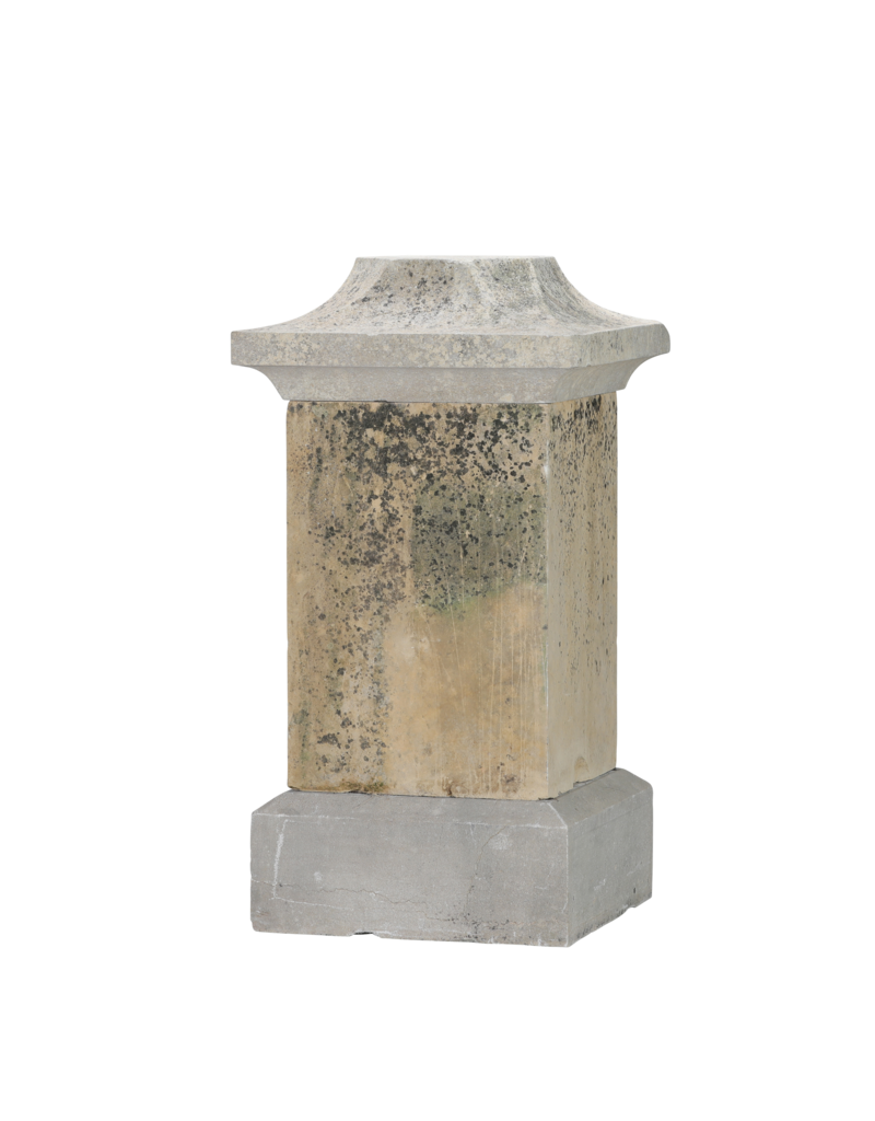 Maison Leon Van den Bogaert Pedestal De Piedra Caliza Del Siglo XIX Con Cuerpo Central Cúbico y Tapa Octogonal