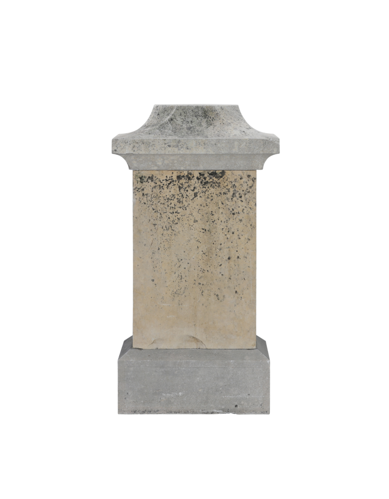 Maison Leon Van den Bogaert French Stone Pedestal with Cubic Center-piece and Octagonal Top Plate – Timeless Sculptural Display Plinth