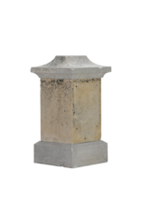 Maison Leon Van den Bogaert French Stone Pedestal with Cubic Center-piece and Octagonal Top Plate – Timeless Sculptural Display Plinth