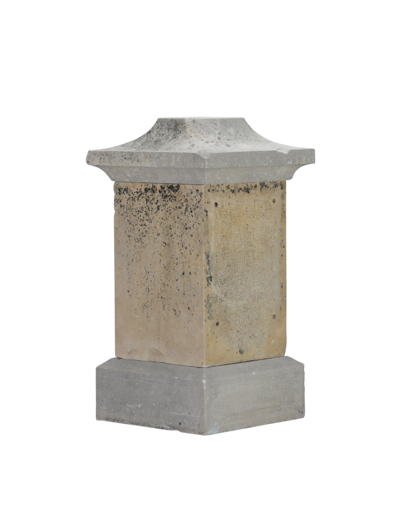 Maison Leon Van den Bogaert French Stone Pedestal with Cubic Center-piece and Octagonal Top Plate – Timeless Sculptural Display Plinth