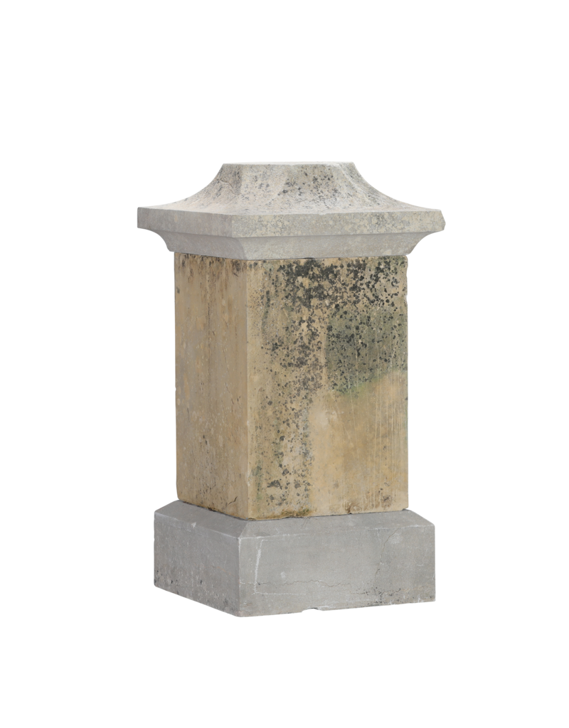 Maison Leon Van den Bogaert Pedestal De Piedra Caliza Del Siglo XIX Con Cuerpo Central Cúbico y Tapa Octogonal