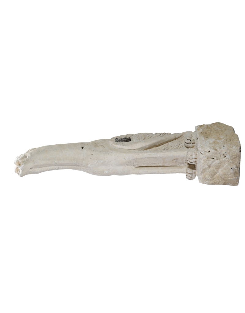 Maison Leon Van den Bogaert Exceptionele 19e-eeuwse Franse Kalkstenen Draken Waterspuwer – Monumentaal Architecturaal Beeldhouwwerk voor Interieur, Exterieur & Tuin