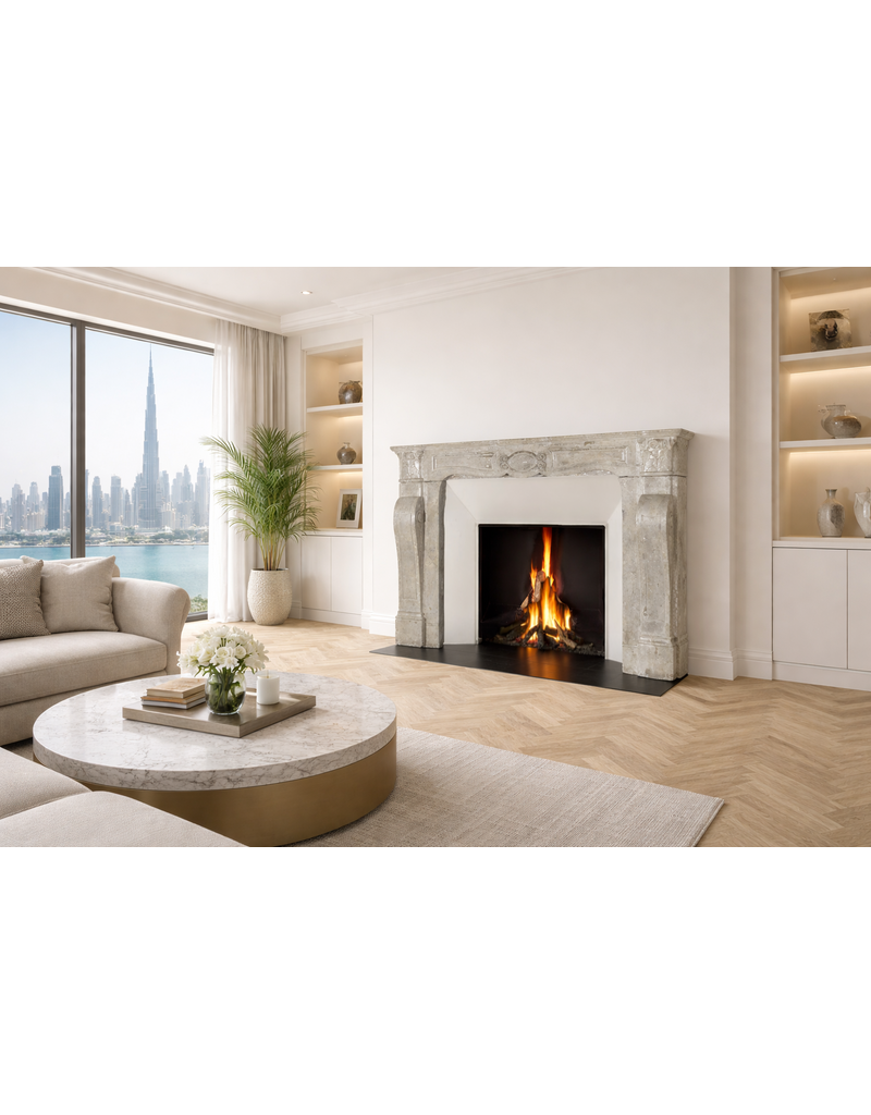 Mid War Travertin Marmor Kaminmaske