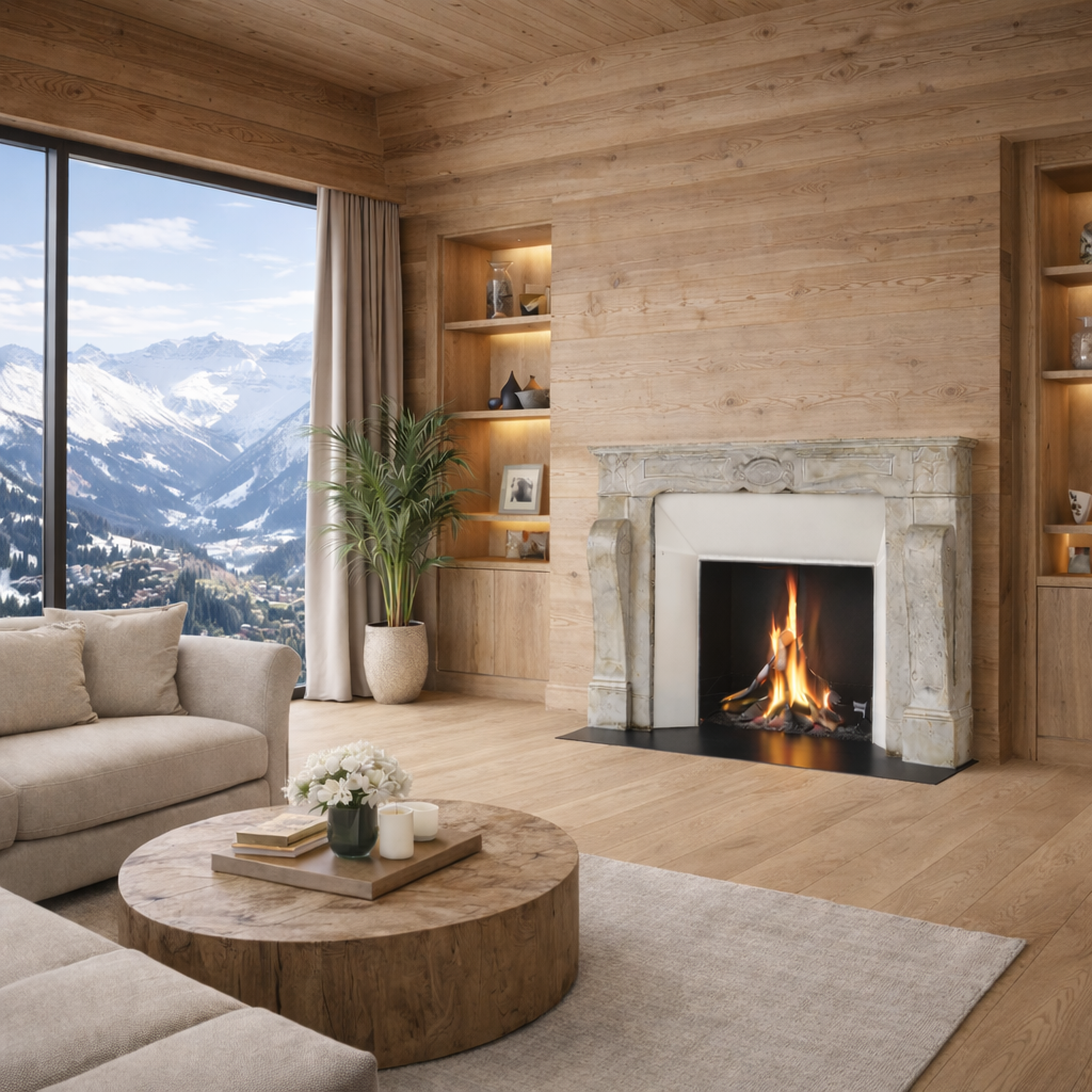 Archi_Inspo_Luxus_Chalet_Con_Travertine_Marmor_Chimenea