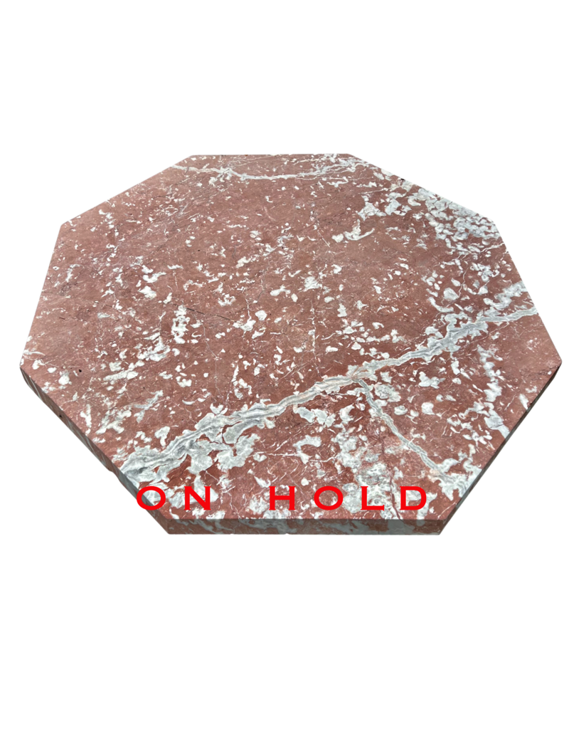 Octagonal Mesa De Mármol Francés Antiguo Languedoc Rouge