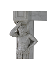 Private-Collection Console monumentale néoclassique à caryatides sculptées en marbre blanc