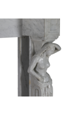 Maison Leon Van den Bogaert Cheminée monumentale néo-classique à caryatides sculptées en marbre blanc