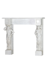 Maison Leon Van den Bogaert Cheminée monumentale néo-classique à caryatides sculptées en marbre blanc
