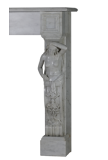 Maison Leon Van den Bogaert Cheminée monumentale néo-classique à caryatides sculptées en marbre blanc