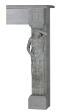 Private-Collection Monumentale Neo-Classieke Schouw met Figuratieve Caryatiden in Wit Marmer – Architecturaal Meesterwerk