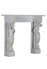Private-Collection Monumental Neoclassical Fireplace Surround with Sculptural Caryatids in Carrara Marble – Architectural Masterpiece