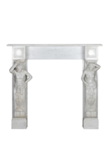 Maison Leon Van den Bogaert Monumental Neo-Classical Fireplace Surround with Sculptural Caryatids in Carrara Marble – Architectural Masterpiece