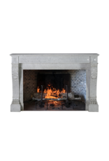 Maison Leon Van den Bogaert Rare 19th Century Antique Fireplace Surround in White Marble with Sculpted Lion Paw Feet – Timeless Neoclassical Elegance