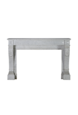 Rare 19th Century Antique Fireplace Surround in White Marble with Sculpted Lion Paw Feet – Timeless Neoclassical Elegance