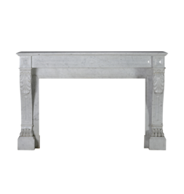 Maison Leon Van den Bogaert 19th Century White Marble Antique Fireplace with Lion Paw Feet