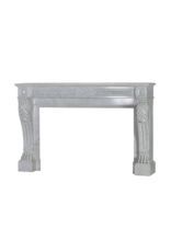 Rare 19th Century Antique Fireplace Surround in White Marble with Sculpted Lion Paw Feet – Timeless Neoclassical Elegance