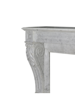 Rare 19th Century Antique Fireplace Surround in White Marble with Sculpted Lion Paw Feet – Timeless Neoclassical Elegance