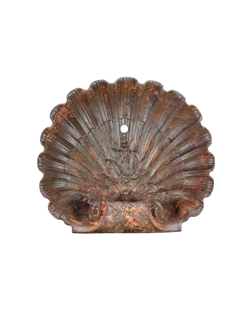 Maison Leon Van den Bogaert Rare 19th Century Cast Iron Shell Font with Rich Patina – Antique Architectural Wall Fountain for Interior and Exterior Use