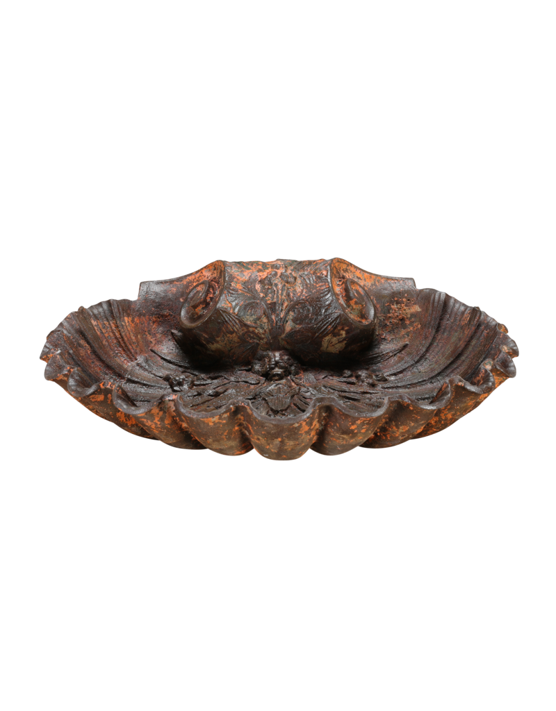 Maison Leon Van den Bogaert Rare 19th Century Cast Iron Shell Font with Rich Patina – Antique Architectural Wall Fountain for Interior and Exterior Use