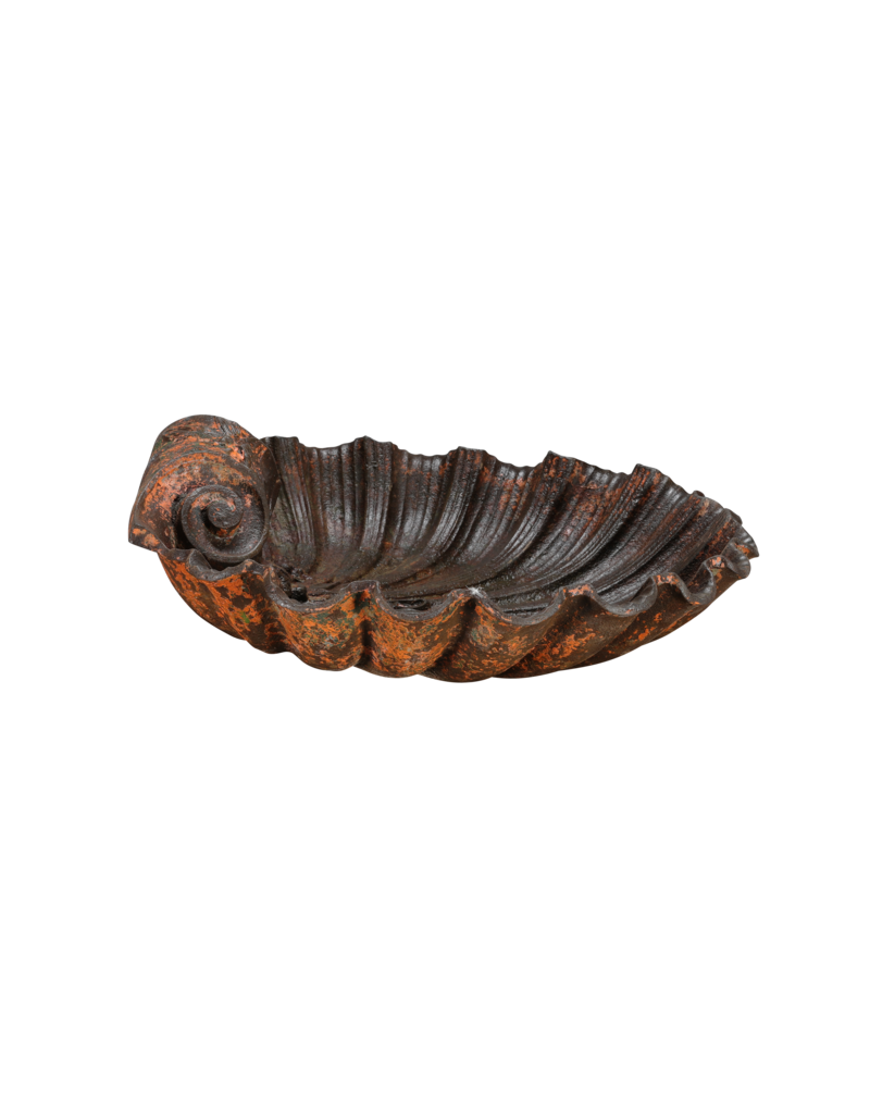 Rare 19th Century Cast Iron Shell Font with Rich Patina – Antique Architectural Wall Fountain for Interior and Exterior Use