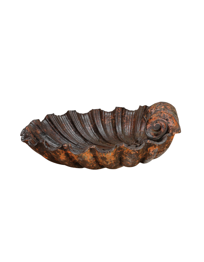 Rare 19th Century Cast Iron Shell Font with Rich Patina – Antique Architectural Wall Fountain for Interior and Exterior Use