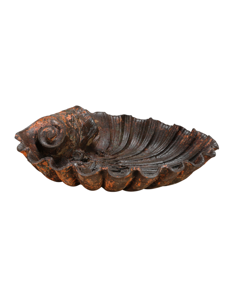 Maison Leon Van den Bogaert Rare 19th Century Cast Iron Shell Font with Rich Patina – Antique Architectural Wall Fountain for Interior and Exterior Use