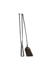 Maison Leon Van den Bogaert Antique Fireplaces & Vintage Architectural Elements Auténtico Juego de Herramientas de Chimenea del Siglo XVII en Hierro Forjado con Pinzas y Pala Grande