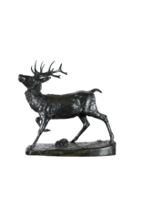 Exceptional 19th-Century French Bronze “Le Cerf” by Antoine-Louis Barye – Romantic Animal Sculpture, Second Empire, Frères Paris