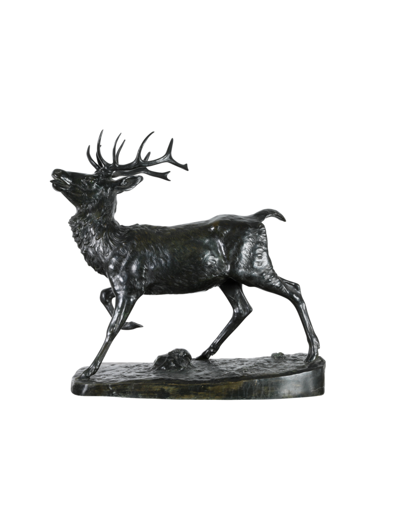 Exceptional 19th-Century French Bronze “Le Cerf” by Antoine-Louis Barye – Romantic Animal Sculpture, Second Empire, Frères Paris