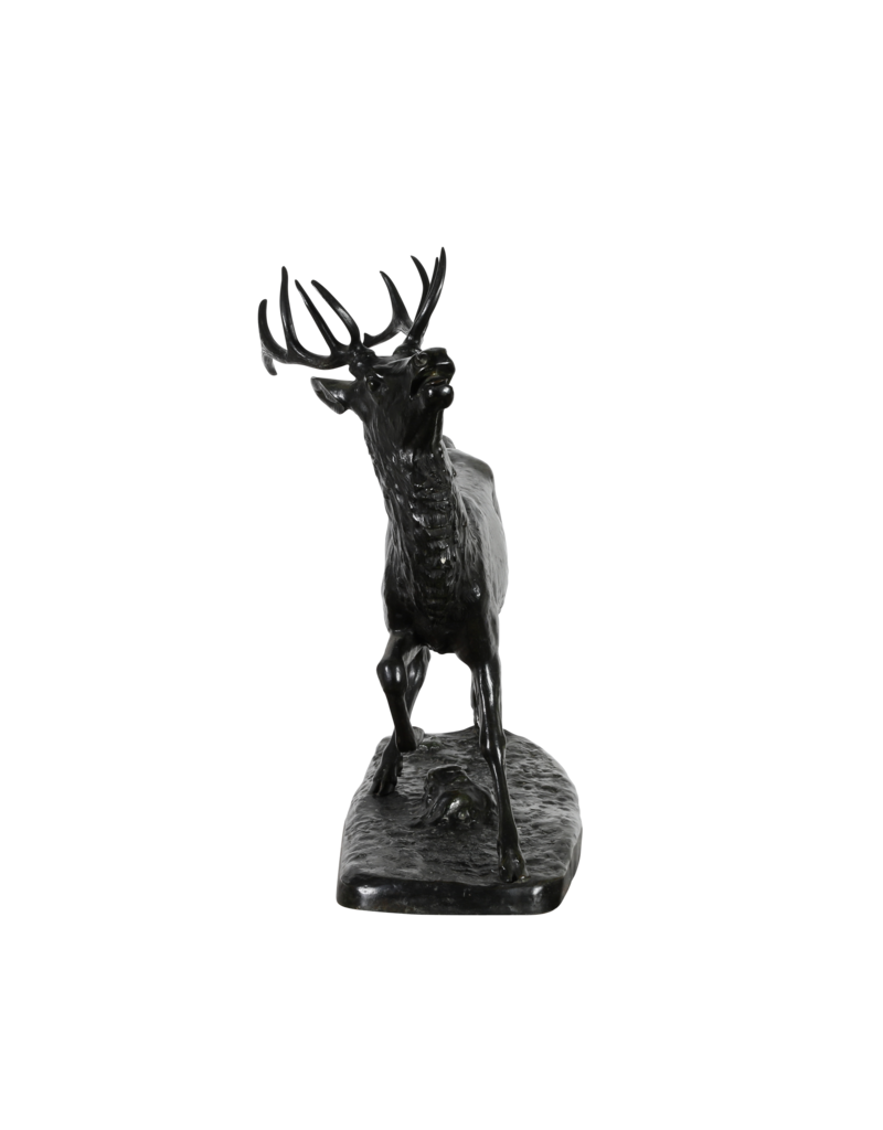Exceptional 19th-Century French Bronze “Le Cerf” by Antoine-Louis Barye – Romantic Animal Sculpture, Second Empire, Frères Paris