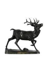Außergewöhnliche französische Bronze „Le Cerf“ aus dem 19. Jahrhundert von Antoine-Louis Barye – Romantische Tierplastik, Zweites Kaiserreich, Frères Paris