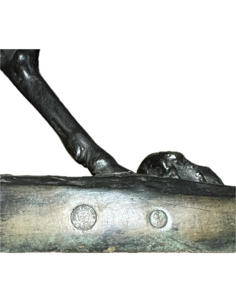 Außergewöhnliche französische Bronze „Le Cerf“ aus dem 19. Jahrhundert von Antoine-Louis Barye – Romantische Tierplastik, Zweites Kaiserreich, Frères Paris