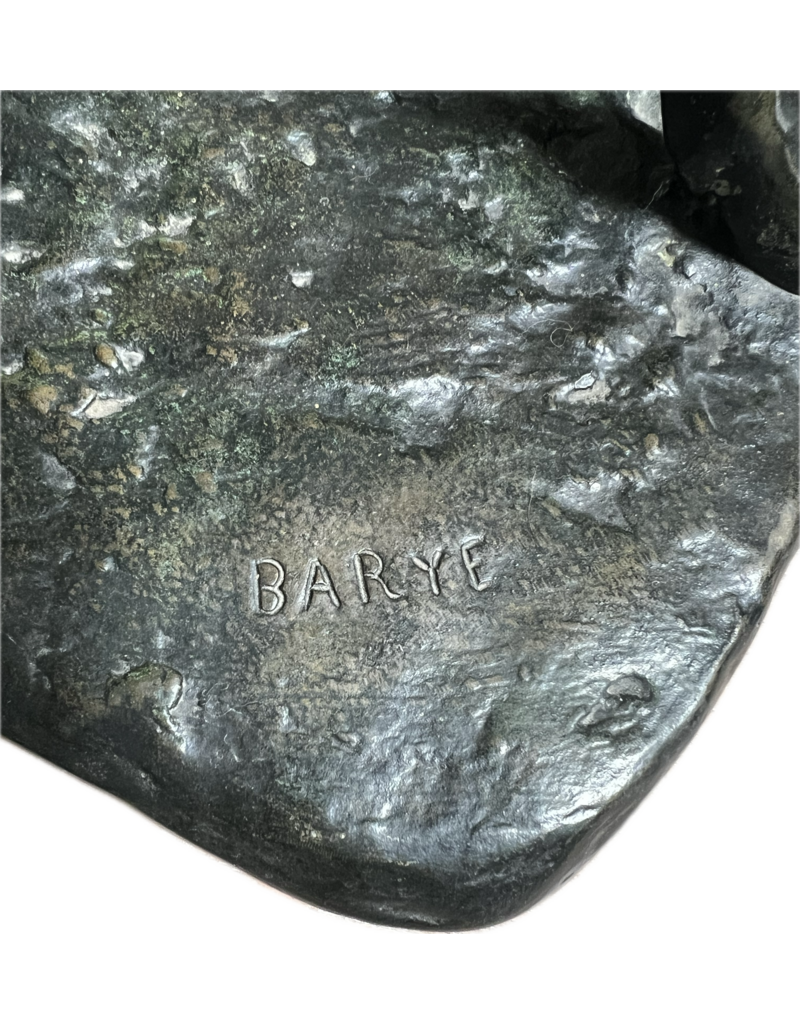 Uitzonderlijk 19e-Eeuws Frans Bronzen Beeld “Le Cerf” door Antoine-Louis Barye – Romantische Dierensculptuur, Tweede Keizerrijk, Frères Paris