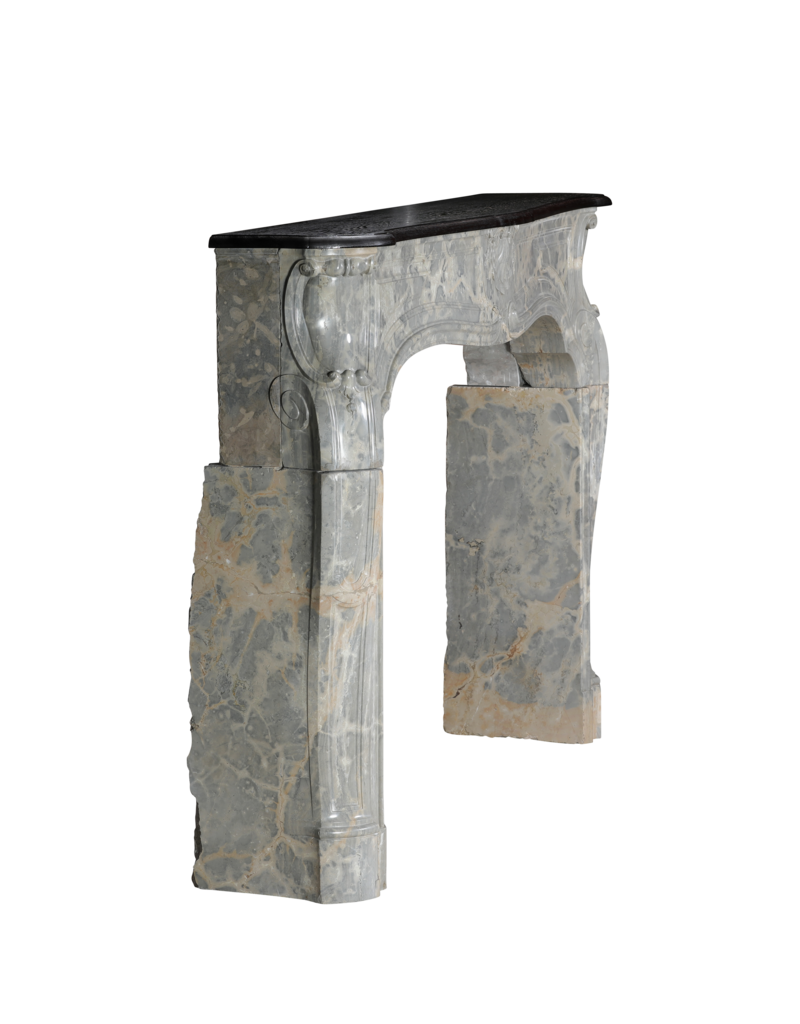 Maison Leon Van den Bogaert Exceptional Late Regency French Castle Fireplace Surround Carved in Rare Ardèche Hard Marble with Sculptural Detail and Strong Proportions