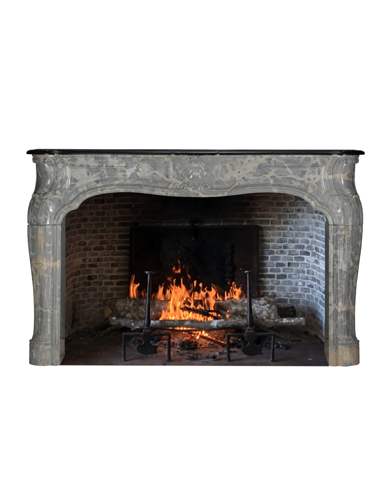 Maison Leon Van den Bogaert Excepcional Chimenea Francesa de Castillo de la Tardía Regencia Tallada en Mármol Duro de Ardèche con Detalles Escultóricos