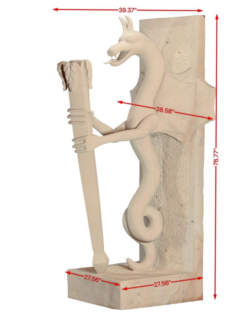 Maison Leon Van den Bogaert Außergewöhnliches Paar Architektonischer Wächterdrachen im Art-Déco Stil aus Naturstein – Monumentale Eingangsskulpturen
