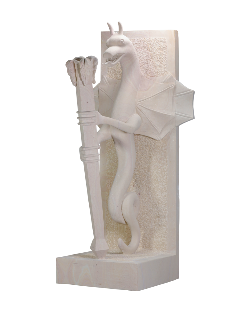 Maison Leon Van den Bogaert Außergewöhnliches Paar Architektonischer Wächterdrachen im Art-Déco Stil aus Naturstein – Monumentale Eingangsskulpturen