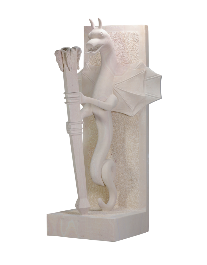 Uitzonderlijk Paar Architecturale Wachterdraken in Art-Déco Stijl Natuursteen – Monumentale Sculpturen voor Luxe Entrees en Tuinen