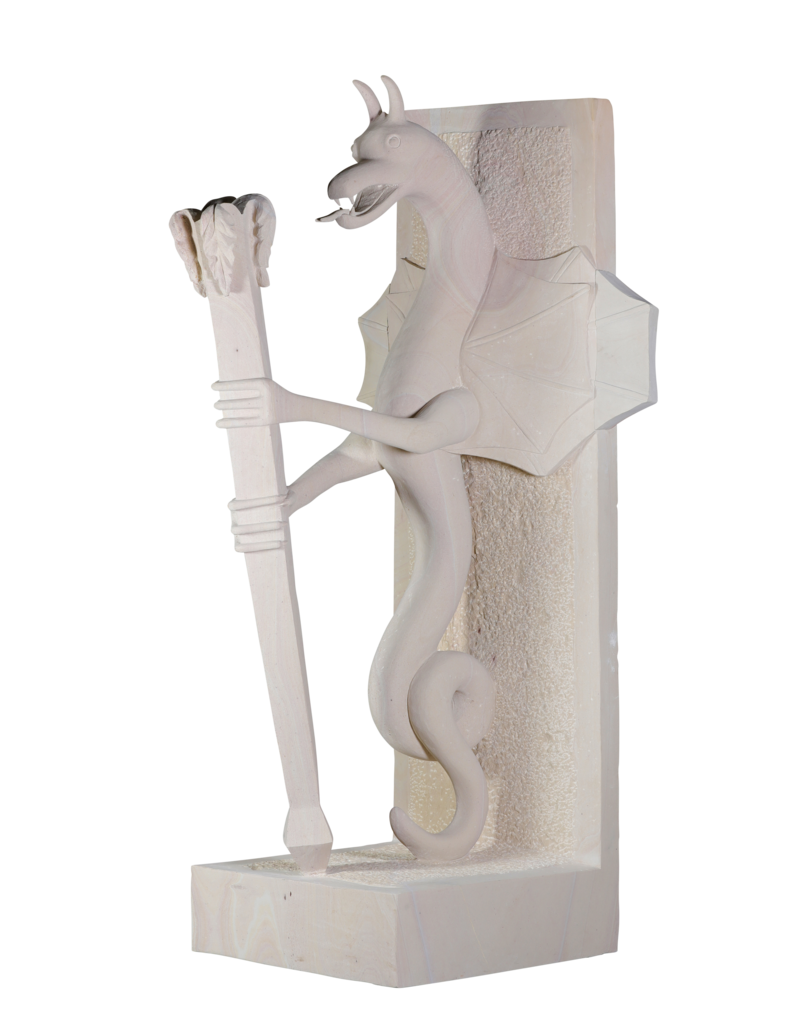 Uitzonderlijk Paar Architecturale Wachterdraken in Art-Déco Stijl Natuursteen – Monumentale Sculpturen voor Luxe Entrees en Tuinen