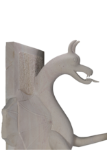 Maison Leon Van den Bogaert Exceptionnelle Paire de Dragons Gardiens Architecturaux de Style Art-Déco en Pierre Naturelle – Sculptures Monumentales