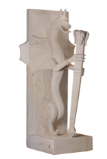 Maison Leon Van den Bogaert Außergewöhnliches Paar Architektonischer Wächterdrachen im Art-Déco Stil aus Naturstein – Monumentale Eingangsskulpturen