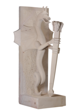 Maison Leon Van den Bogaert Exceptional Pair of Art-Déco Style Architectural Guardian Dragons in Natural Stone – Monumental Sculptural Watchers for Luxury Entrances and Gardens