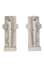 Maison Leon Van den Bogaert Außergewöhnliches Paar Architektonischer Wächterdrachen im Art-Déco Stil aus Naturstein – Monumentale Eingangsskulpturen