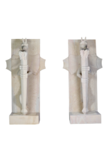 Maison Leon Van den Bogaert Exceptional Pair of Art-Déco Style Architectural Guardian Dragons in Natural Stone – Monumental Sculptural Watchers for Luxury Entrances and Gardens