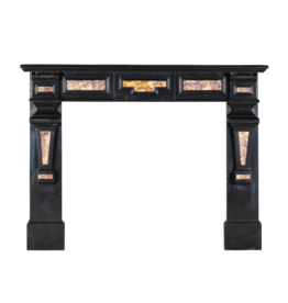 Maison Leon Van den Bogaert Antique Black Belgian Marble Fireplace with Brocatelle Inlays