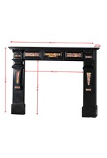 19th Century Antique Fireplace Surround in Black Belgian Marble with Spanish Brocatelle Marble Inlays