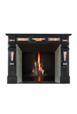 Maison Leon Van den Bogaert Chimenea del Siglo XIX en Mármol Negro Belga con Incrustaciones de Mármol Brocatelle Español