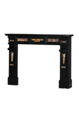 Maison Leon Van den Bogaert 19th Century Antique Fireplace Surround in Black Belgian Marble with Spanish Brocatelle Marble Inlays